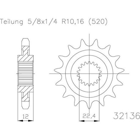 Pignon - 520 - 12 Dents - Made in Germany