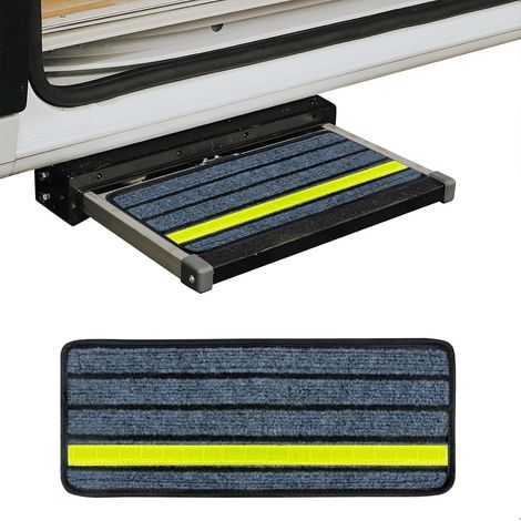 Tapis De Marche pour Camping-Car, Tapis Autocollant pour Marchepied De Camping Car, Tapis Antidérapant pour Marchepied De Camping-Cars avec Réflexion Nocturne, 50 X 20cm, Gris (1/5)