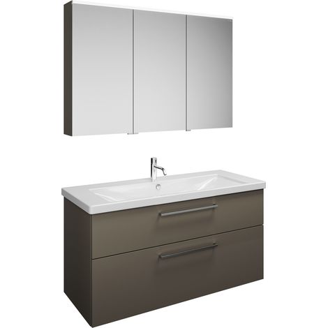 Ensemble lavabo Burg Eqio en mélamine 1230 mm, blanc alpin/gris brillant GRP95D