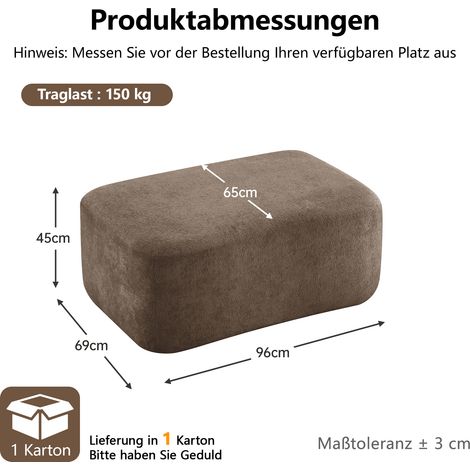 Pouf en velours brun, banquette moelleuse, repose-pieds élégant, ottoman tissu premium, coussin de sol marron, siège d'appoint 100% velours côtelé, meuble déco salon. (1/5)