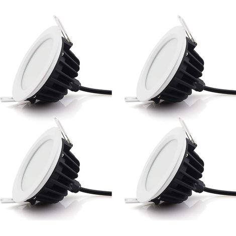 9W LED-Einbauleuchte, Deckeneinbauleuchte - IP65 wasserdicht für Badezimmer und Schlafzimmer, Innen-/Außenbeleuchtung (3000K, AC220V-240V, 4er-Pack) (1/4)
