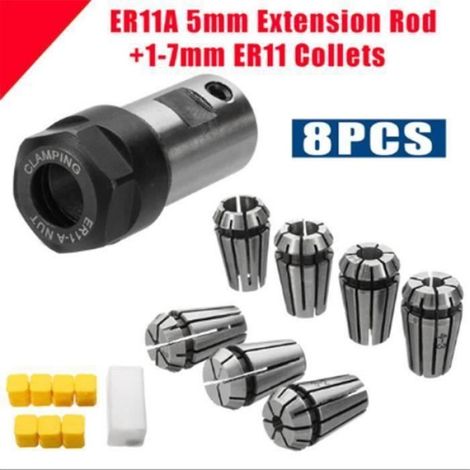Mandrin Collet ER11 - WH - 7Pcs - 1-7mm - Acier de qualité spéciale - Rallonge 5mm (1/4)
