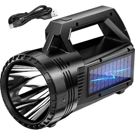 Linterna solar, Linterna LED portátil de 800 lúmenes, Linterna LED recargable e impermeable para el trabajo, viajes, camping, paseos y senderismo (1/5)