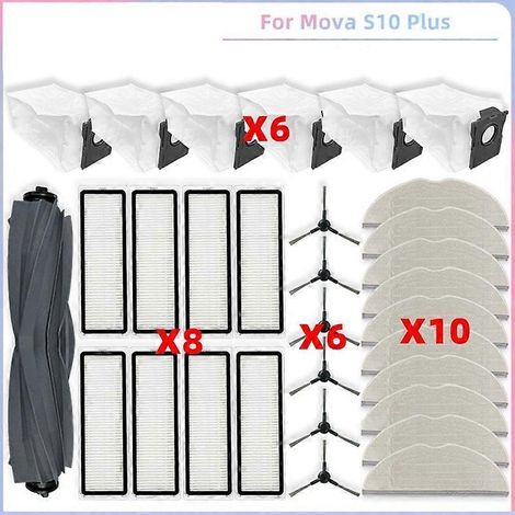 Pour S10 Plus / Trouver les pièces détachées pour aspirateur S10 Plus : rouleau principal, brosse latérale, filtre HEPA, lingette de nettoyage, sacs à poussière (1/5)