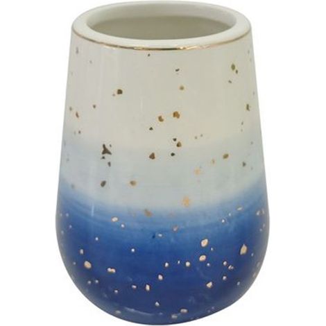 Cleafe - Bicchiere Porta Spazzolini Dentifricio Blu Bianco Accessori Arredo Bagno 79967 - (1/2)