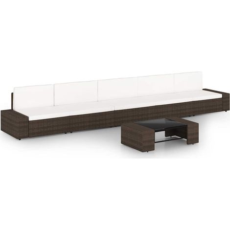 vidaXL Salon de jardin 6 pcs avec coussins Marron Résine tressée (1/5)