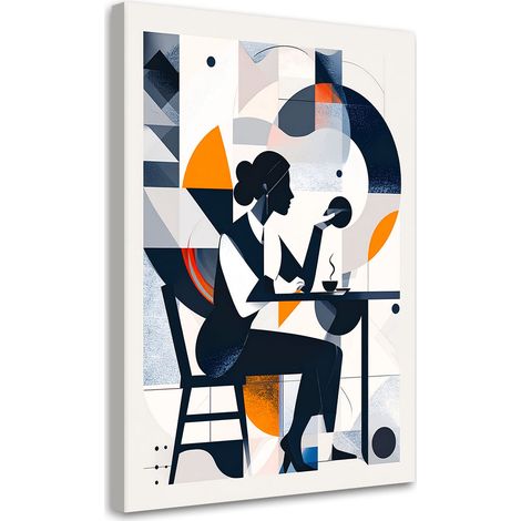 Wandbild Frau mit Kaffee im Bauhaus-Stil 40x60 cm