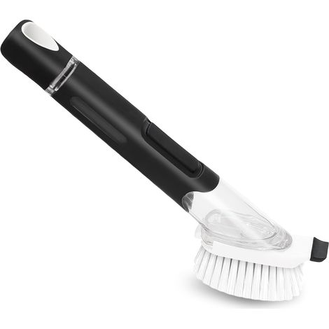 1 Brosse à Vaisselle, Distributeur Liquide 70ml, Tête Nylon, Grattoir Intégré, Manche Antidérapant, Cuisine (1/5)