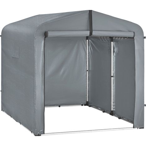 SoBuy Garden Shed, Outdoor Waterproof Garden Cabin, Motorcycle Shelter with Hooks, Bike and Tool Garage, Bike Shed, Storage, Grey, 159x219x165 cm, KLS11-L-DG