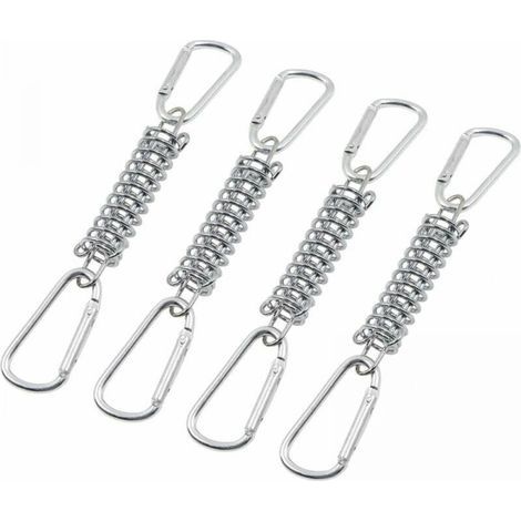4pcs Boucle Ressort Tension Fixation Store - Voile D'ombrage Fixations Accessoires en Acier Inoxydable avec 4 Ressorts HéLicoïdaux 8 Mousquetons pour Tentes Auvents Camping (1/4)
