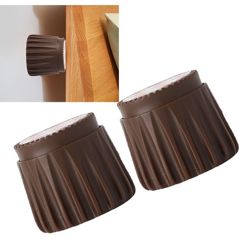 Lot de 2 butées de lit murales anti-collision en ABS, sans perçage, rotatives et silencieuses, pour la maison, marron, petite taille (1/5)