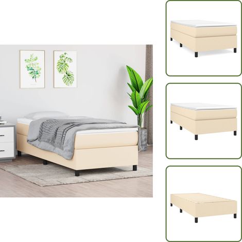 The Living Store Struttura Letto a Rete a Molle Crema 80x200 cm in Tessuto - Letto a molle