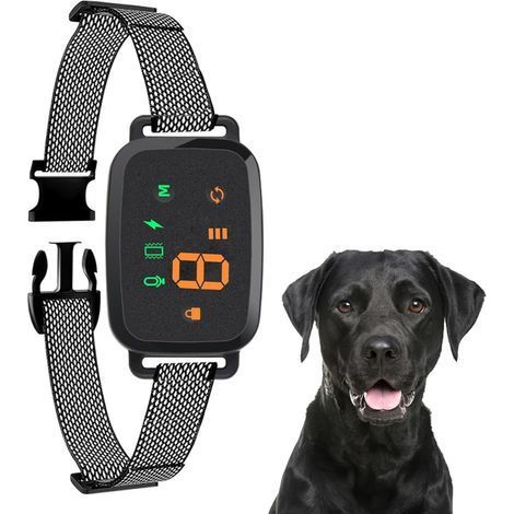 Collier Anti Aboiement Chien, Rechargeable Collier Anti Aboiement Chien Automatique avec 4 Modes Son/Vibration/Choc Electrique, 8 Niveaux de Sensibilité, Étanche IP67 pour Petit et Gros Chien (1/5)