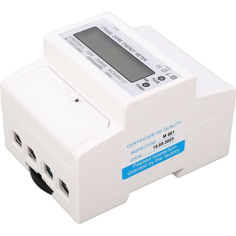 Wattmètre, moniteur de consommation électrique, testeur de courant et de tension, monophasé 4 pôles, écran LCD, montage sur rail DIN (1/5)