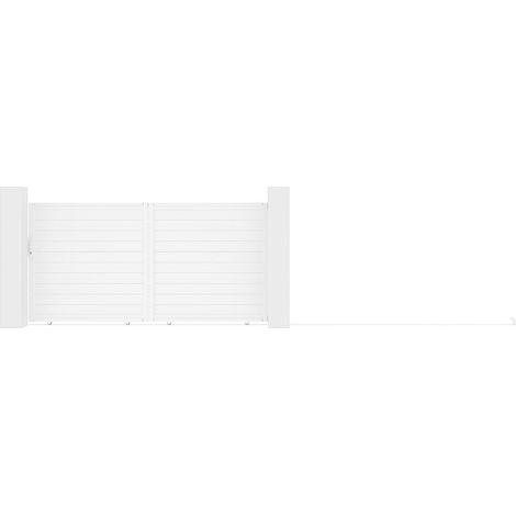 Cancello elettrico scorrevole L374 x H180 cm Alluminio pieno Bianco - NAZARIO