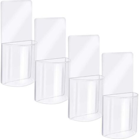 4-Piece Wall-Mounted Storage Box Transparent Remote Control Holder Practical Acrylic Media Organizer (1/5)