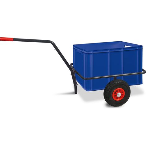 BRB Handwagen mit Kunststoffkasten, H 420 mm, LxBxH 1250x640x660 mm, Tragkraft 200 kg (blau)