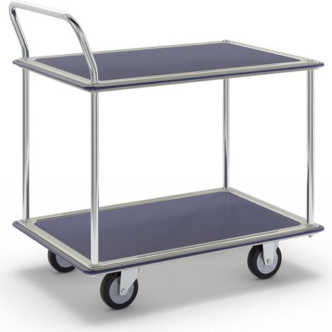 T-Equip, Chariots à plateaux, chromés, 2 plateaux à surface (1/5)
