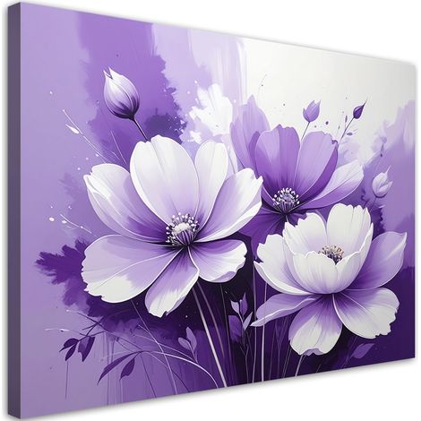 Stampe su Tela, Fiori viola in una composizione delicata e moderna. - 30x20 (1/2)