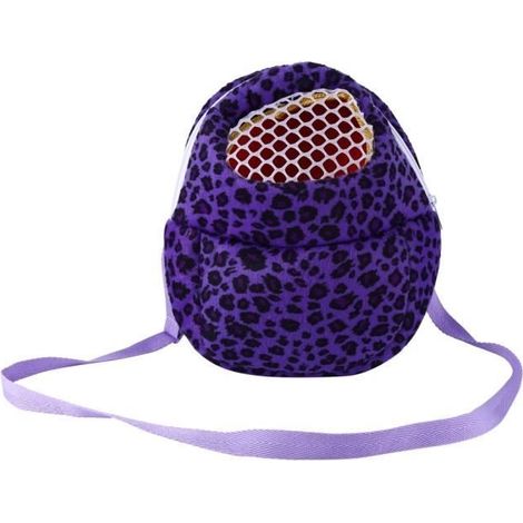 (Lila Leopard, Rosa Leopard, Gelber Leopard) Haustiertragetasche – Kurzplüsch – Lila Leopard – Bequem und waschbar (1/2)