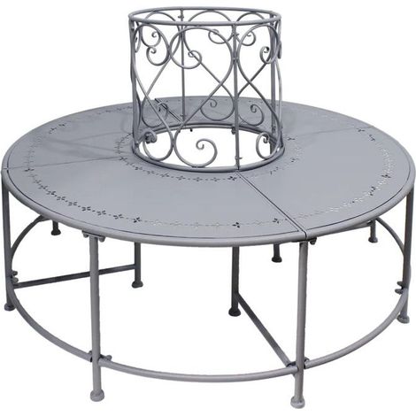 Banc Tour d'Arbre d'extérieur Belle Époque - Gris - 123 x 123 x H 90 cm - Livraison gratuite (1/2)