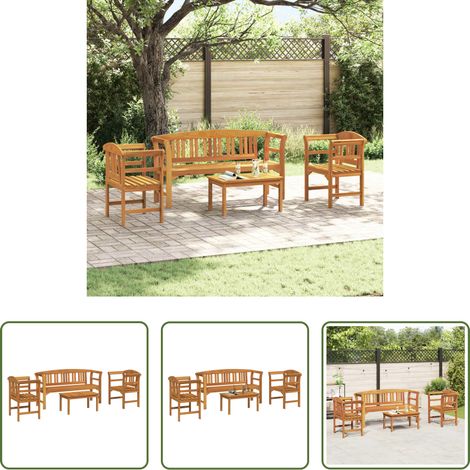 Chaises de jardin - Ensemble de salon Rose de jardin 4 pcs Bois d'Acacia Massif (1/5)
