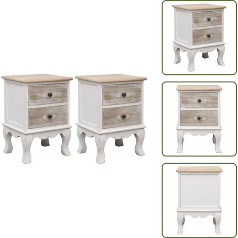 Nachttische 2 Stk. 35x30x50 cm Paulownia Holz - Vintage Nachttisch - Schreibtisch - Wohnzimmer Deko - Paulownia Holz - Nachttisch Set (1/5)