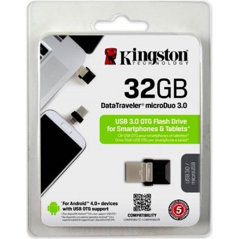 Trade Shop - KINGSTON 32 GB DTDUO3.0 MICRODUO USB 3.0 OTG MICRO-USB-FLASH-SPEICHERLAUFWERK 32 GB -