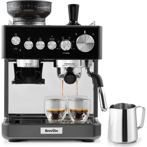Breville Barista Sense Macchina per caffè espresso  Macchina da caffè con macinacaffè integrato e montalatte  Lancia vapore TempSense  Pompa italiana da 15 bar  Nero [VCF187X] (1/5)