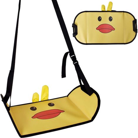 Hamac repose-pieds avion jaune canard réglable, portable pour enfant/adulte, usage voiture/bureau/longs vols (1/5)
