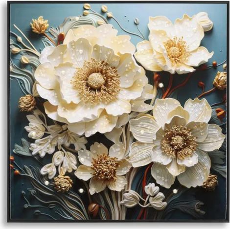 Cuadro mural mauro ferretti flores blancas 82x82 cm