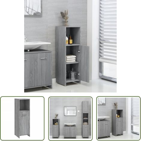The Living Store Armoire de bain Sonoma gris 30x30x95 cm Bois d'ingénierie - Meuble Salle De Bain - Armoire Salle De Bain - Rangement Salle De Bain - Meuble Design - Commode Salle De Bain (1/5)