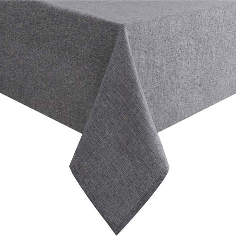 Tischdecke Leinenoptik 135x260cm Grau Wasserabweisend Rechteckig