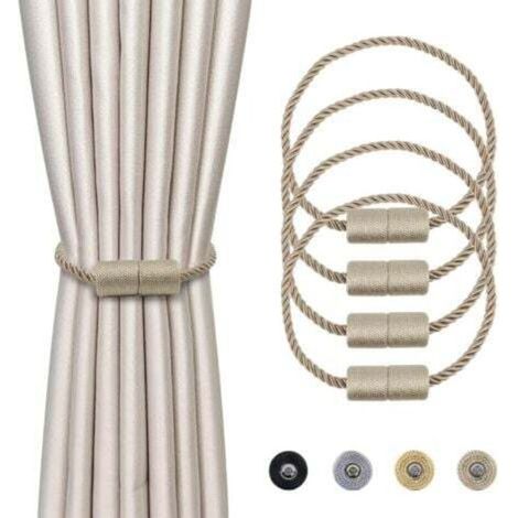 Stück magnetische Gardinenhalter, beige, geflochten, mit Magnetverschluss, 45 cm lange Gardinenschnur – Gardinenzubehör für die Heimdekoration