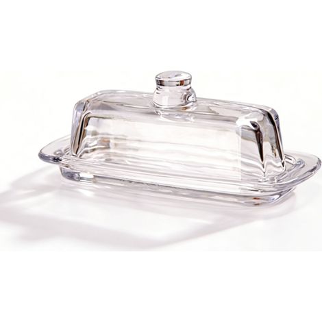 Glas-Butterdose mit Deckel, rechteckig, multifunktional, luftdicht, spülmaschinenfest, für Kühlschrank/Arbeitsplatte, transparent (1/5)