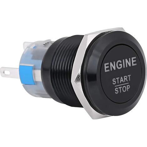 Interrupteur de Démarrage du Moteur de Voiture Universelles 12V Blanc LED Interrupteur à Bouton-poussoir de Démarrage du Moteur de Voiture(Noir) (1/5)