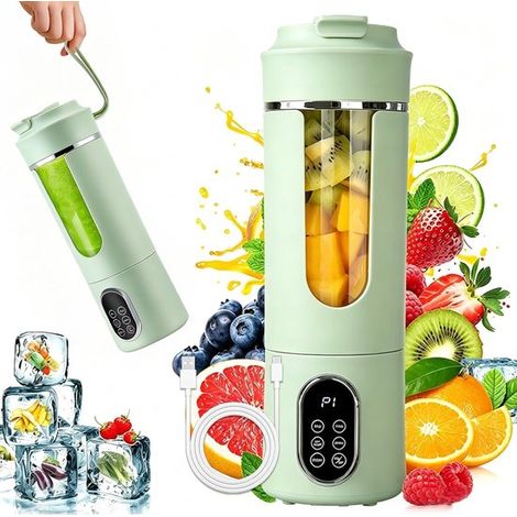 Blender portable - 530 ml - Vert - Blender rechargeable avec affichage numérique et grande capacité - Interface USB-C, nettoyage automatique (1/5)