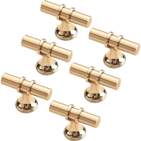 6pcs poignées de meuble dorées poignée dorée - poignée de porte de cuisine Poignee Tiroir Laiton poignées dorées meuble 50mm (1/5)