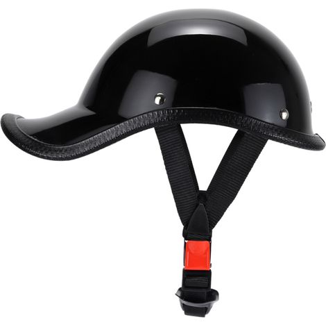 Casque Moto Rétro Demi-Visage avec Sangle Menton Nylon Réglable, Casque Scooter Électrique, Coque Rigide, Taille Unique, Noir Mat (1/5)