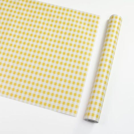 Papier Contact décoratif Vichy Autocollant en Vinyle pour Commode, tiroir, étagère, armoires de Cuisine, Garde-Manger, réfrigérateurs, Loisirs créatifs (45 cm x 10 m, Jaune) (1/3)