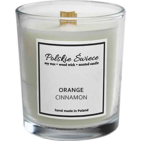 Bougie de soja avec mèche en bois + ORANGE CANNELLE (1/5)