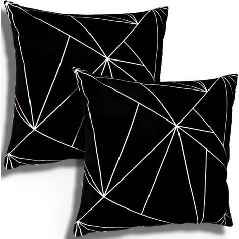 Lot de 2 Housses de coussin, Motif géométrique, Coton, 45x45 cm, Salon Chambre Bureau (1/4)