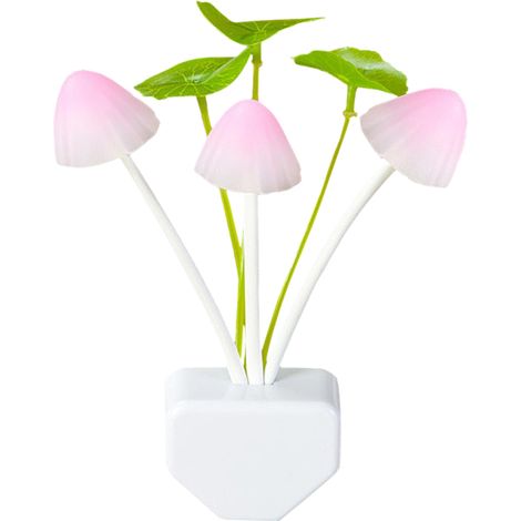 Lampada notturna a LED a forma di fungo con accensione/spegnimento automatico e sensore di movimento, da montare a parete con spina.