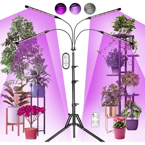 Lampe de Plante 168 LED Lumière rouge, bleue et jaune chaude Lampe de Croissance pour Plantes avec Trépied Lampe Led Horticole pour Semis Spectre Complet Avec 3 Modes de Minuterie 10 Niveaux Dimmables (1/5)