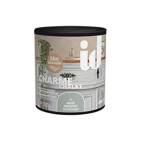ID-PARIS - VERNICE OPACA E LAVABILE SENZA PRIMERCHARME COLORE GRIGIO ARGENTO - 0.5 LT