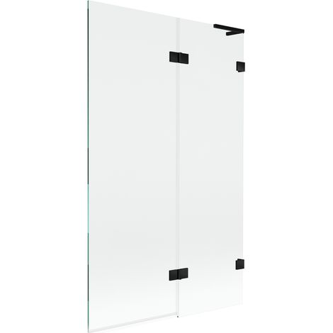Mexen Lunar L paroi de baignoire à 2 volets droite 110 x 150 cm, transparent, noir - 897L-110-100-70-00-P (1/5)