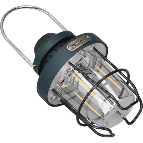 Wiederaufladbare Retro-Campinglaterne über USB, 3 Leuchtmodi, wasserdicht nach IPX4, grün, ideal für Camping im Freien. (1/5)