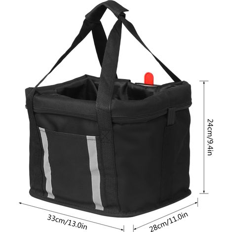 Panier de vélo pliant avec bandes réfléchissantes, guidon détachable, sac de transport avant pour animal de compagnie, chat, chien, sac à main de Shopping pour les déplacements (1/5)