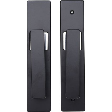 Ensemble de poignée de porte d'entrée à clé pour intérieur/extérieur, salle de bain/chambre, verrou silencieux en alliage d'aluminium noir/argent (1/5)