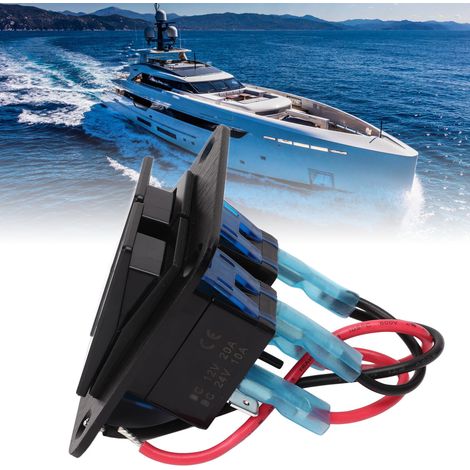 Zentrales Bedienfeld für Autos, Wohnmobile und Yachten, wasserdichte 2-Wege-Metallbaugruppe, Schalterfeld aus gebürstetem Metall, einzelner schwarz eloxierter blauer Ein-/Ausschalter. (1/5)